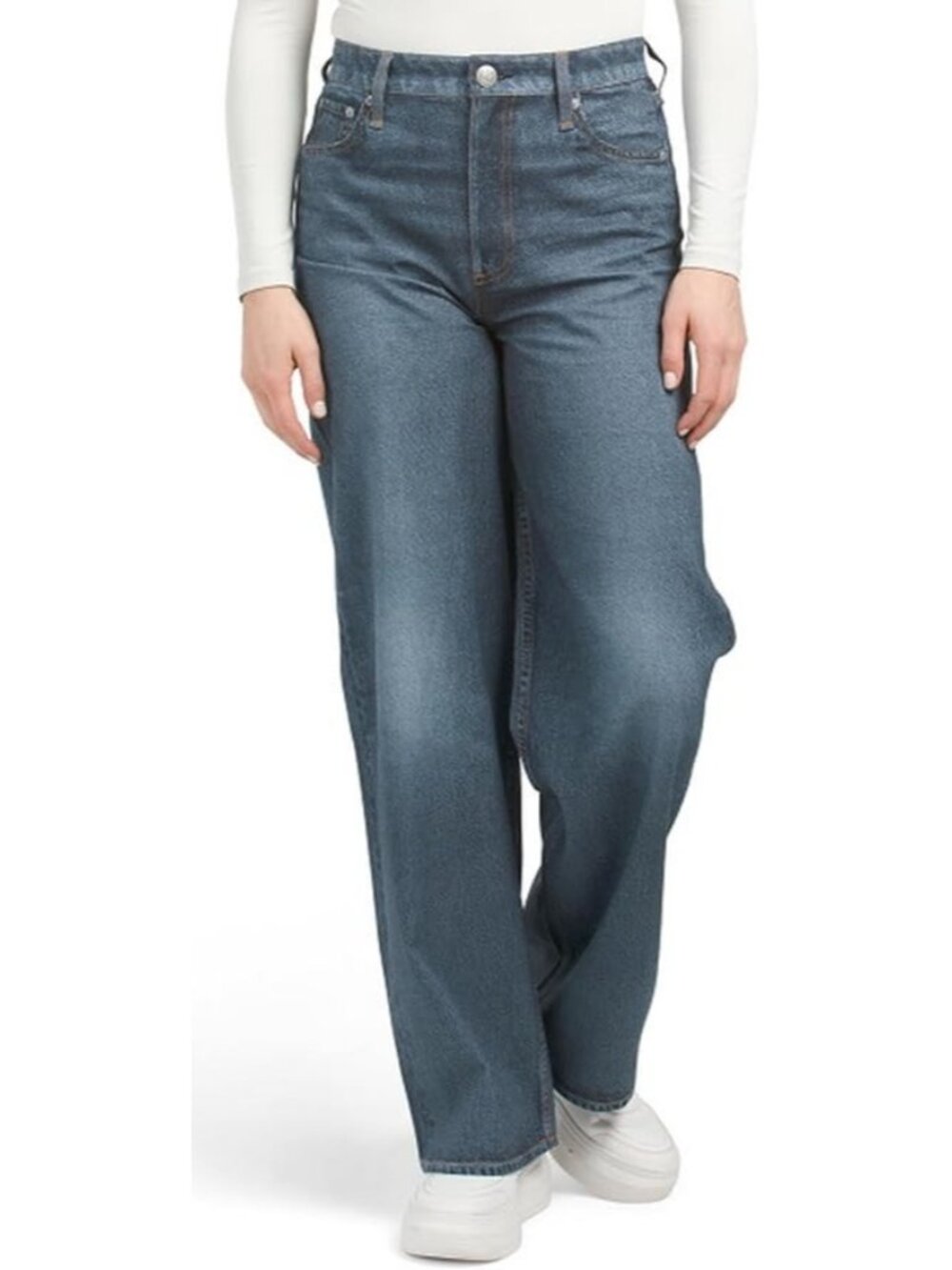 NWT rag & bone Stretch Miramar in Mel Photo Printed Faux Jean Wide Leg Pants 28